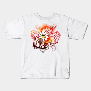 Groovy Stay Weird Psychedelic Wavy Flower on Skateboard Kids T-Shirt